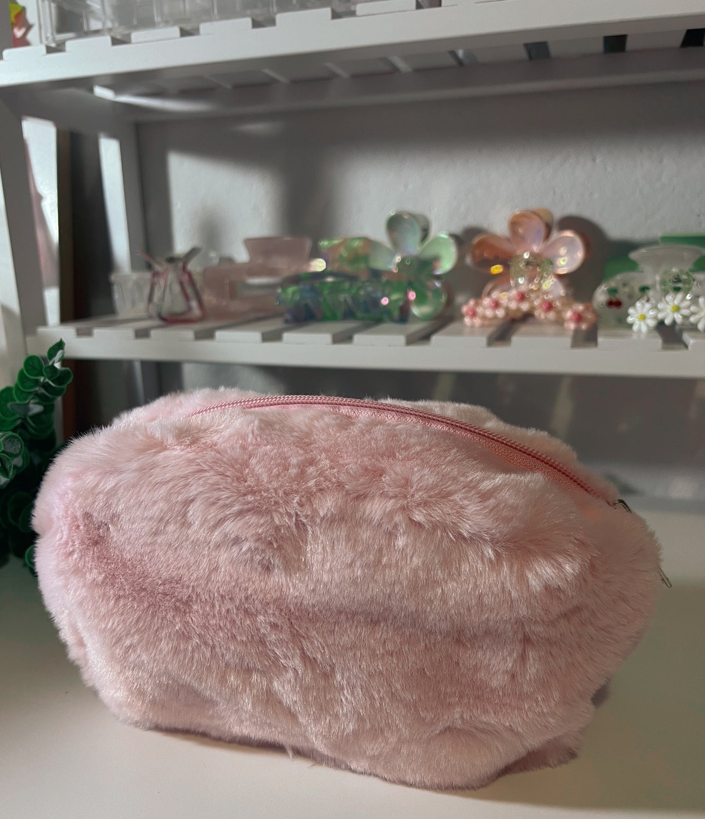 Kosmetik-Tasche Plüsch rosa